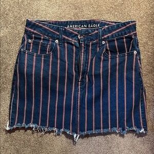 American Eagle Outfitters Blue and Red Striped Mini Skirt